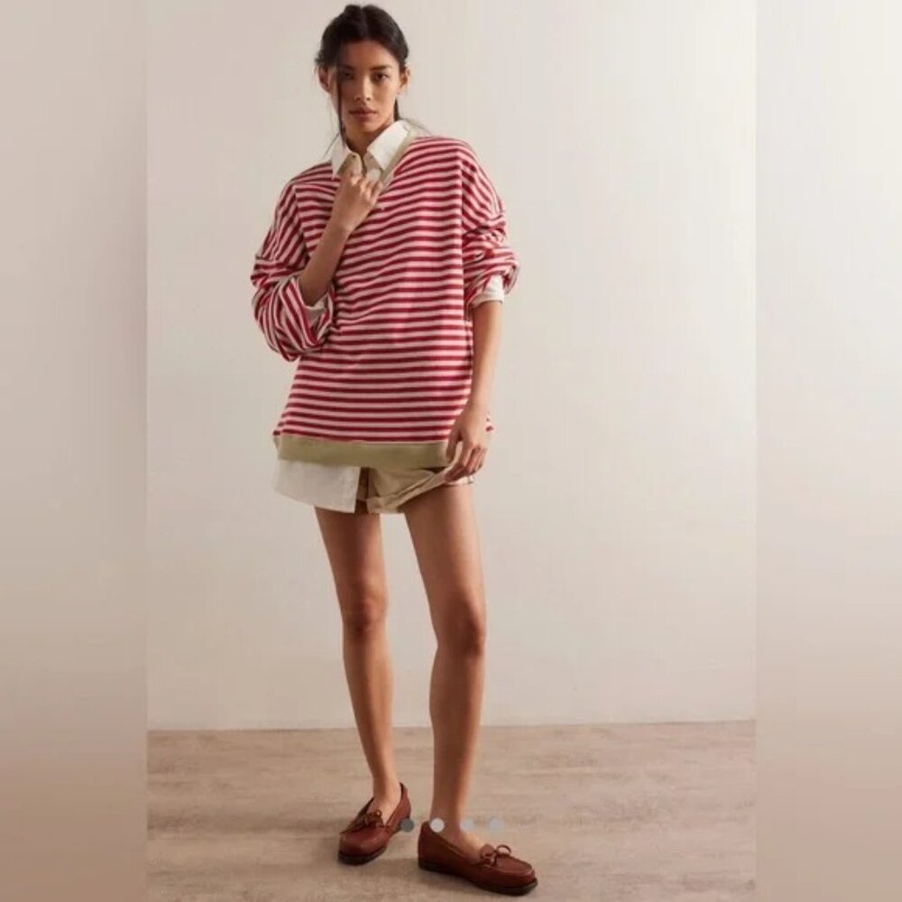 NWOT Striped Crewneck Cherry Combo size- MEDIUM